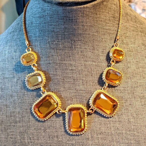 Gorgeous vintage light citrine stone statement necklace - Picture 1 of 6